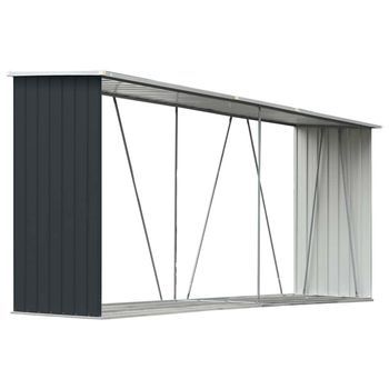 Casetilla Leña Acero Galvanizado Gris Antracita 330x84x152 Cm Vidaxl