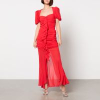 de la vali ruched chiffon maxi dress - uk 8