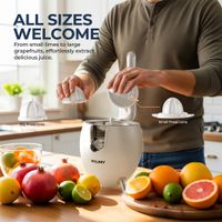 exprimidor electrico de citricos de acero inoxidable exprimidor de limon y naranja con 2 conos sin bpa y facil de limpiar potente 850 w blanco