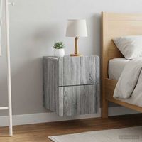 mesita de noche de pared - dormitorio - madera de ingenieria - gris sonoma 33x345x43cm