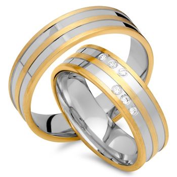 Alianzas 8 quilates oro amarillo-blanco 6 diamantes