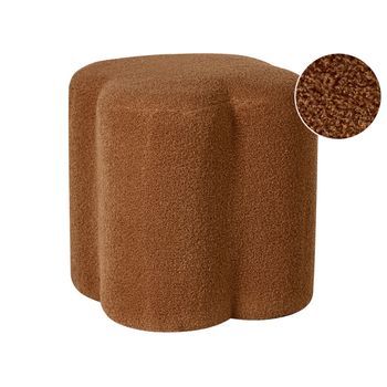 Puf Suave Con Forma De Trébol Reposapiés Bouclé Accesorio Sala De Estar Dormitorio Marrón Dorado Mancos