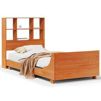 Cama Para Adulto | Cama Individual | Estructura De Cama Sin Colchón Madera De Pino Marrón 90x200 Cm