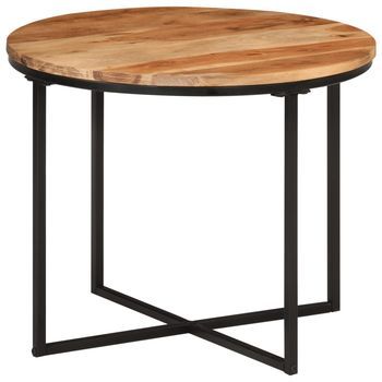 Mesa De Centro De Madera Maciza De Acacia Y Hierro 35x35x30 Cm Vidaxl
