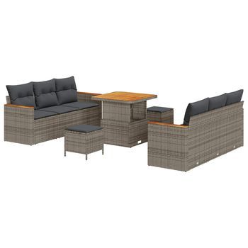 Conjunto De Sofás De Jardín 9 Pcs Gris Ratán Sintético Vidaxl