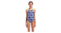 traje de bano arena candies para nina azul amarillo