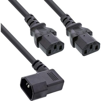 Cable de alimentación Y InLine 16633A con conector inclinado doble IEC-C13