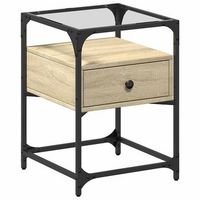mesita de noche  mesilla de noche madera de ingenieria roble sonoma 40x40x55 cm