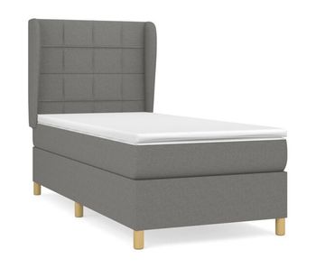Cama box spring con colchón tela gris oscuro 90x190 cm bloques con cuadros
