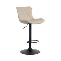 taburete de bar regulable y giratorio en simil cuero crema