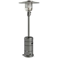 outsunny estufa de gas butano portatil 13 kw con sistema antivuelco encendido piezoelectrico y ruedas 82x82x222 cm gris