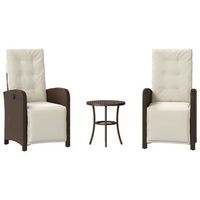 sillas y mesita de jardin con cojines 3 piezas  mueble de jardin ratan pe marron