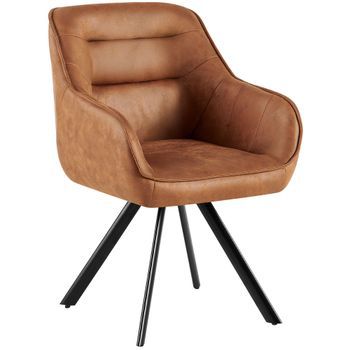 Silla De Comedor Pettuli Simil Cuero Marrón Claro 64x57x89 Cm Clp
