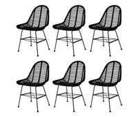 vidaxl sillas de comedor 6 unidades ratan natural negro