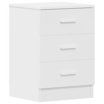 Mesita De Noche Madera Contrachapada Blanco 38x35x56 Cm Vidaxl