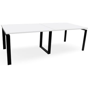 Mesa De Reuniones. Estructura Metálica Negra. 240x100 Cm. Blanco. Ofilike