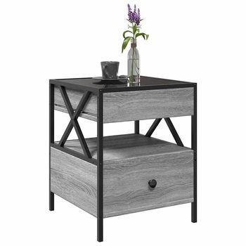 Mesa De Café - Mesa De Centro Con Infinity Led Gris Sonoma 40x40x51 Cm