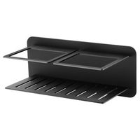 portasapone frontal acero acero inoxidable y laton color negro mate