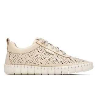 Carmela para mujer. 16309901-BEIGE Zapatillas de Piel 163099 beige (37), Plano, Cordones, Casual