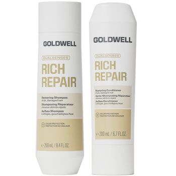 Goldwell Dualsenses Rich Repair Restoring Shampoo and Conditioner For Dry To Damaged Hair Duo Set