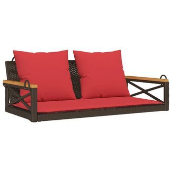 Banco Columpio Con Cojines Ratán Sintético Marrón 109x62x40 Cm Vidaxl