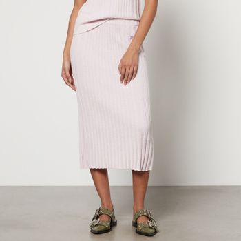Maison Kitsuné Baby Fox Patch Cotton Blend Ribbed Midi Skirt - S