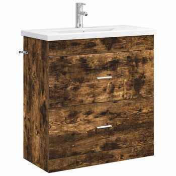 Juego De Muebles De Baño Roble Ahumado 81 X 40 X 84,5 Cm Vidaxl