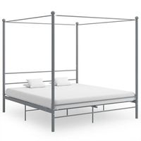 estructura de cama con dosel sin colchon metal gris 180x200 cm vidaxl