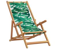 vidaxl silla de playa plegable madera maciza de eucalipto y tela hojas