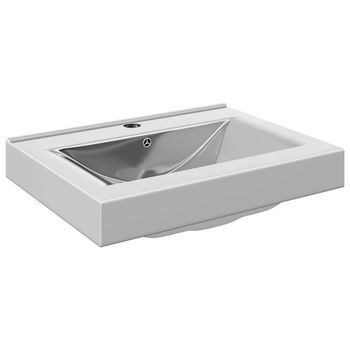 Lavabo Con Rebosadero Cerámica Plateado 60x46x16 Cm Vidaxl