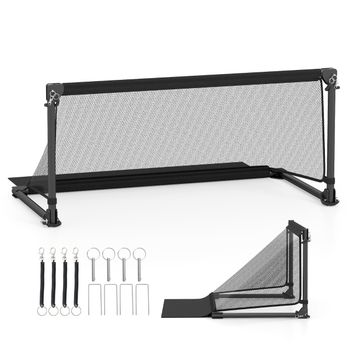 Costway Portería de Fútbol Infantil Portátil con Marco de Metal Plegable Estacas para Suelo Montaje Sencillo Deportivo para 6+ Años 100 x 50 x 47 cm