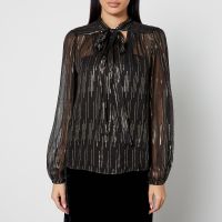 rixo moss satin-jacquard lurex blouse - uk 8