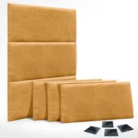 dhome juego de 6 paneles tapizados de lana ecologica pack autoadhesivos para pared acusticos absorbentes proteccion mostaza 60x40cm x6