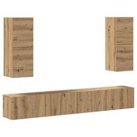 mueble para tv de pared madera contrachapada artesanal 4 piezas vidaxl
