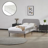 cama tapizada porvoo con cabecero somier textil colchon 90x200cm - gris encasa