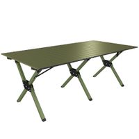 outsunny mesa de camping plegable 116 cm mesa de picnic impermeable con superficie enrollable y estructura de metal verde   aosom espana