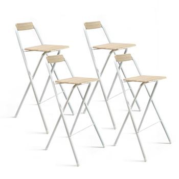 Taburete Alto Plegable Cuadrado Lur Alt. 99 Cm X L. 50 Cm X An. 47 | Metal Y Madera | Set De 4