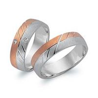 alianzas 8 quilates oro blanco-rojo 2 diamantes