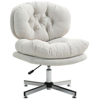 HOMCOM Silla de oficina sin apoyabrazos cómoda silla de escritorio con asiento acolchado y altura ajustable Crema   Aosom España