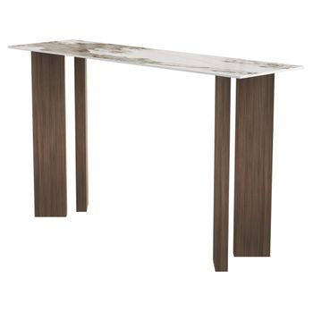 Consola De Madera Con Tablero De Cerámica  - 140 X 40 X 80 Cm - Marrón