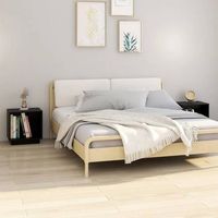 set de 2 mesitas de noche - mueble para dormitorio - madera de pino - negro 40x30x40cm
