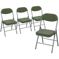 homcom lote de 4 sillas plegables sillas de comedor portatiles con asientos y respaldos acolchados de terciopelo verde