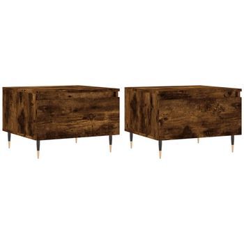 2 Uds Mesas De Centro - Mesas Bajas Madera Ingeniería Roble Ahumado 50x46x35 Cm