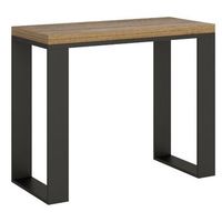 consola pequena extensible en madera y acero antracita noceta 90x4590 cm-color natural