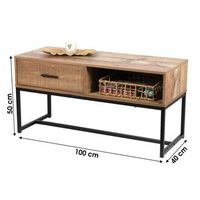mesa baja estilo rustico r 1 cajon y un nicho color roble claro dimensiones 100x40xh50 cm r coleccion oaklander