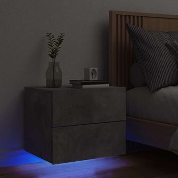 Mesita De Noche De Pared - Dormitorio - Madera De Ingeniería - Gris Hormigón (50x39x41cm)
