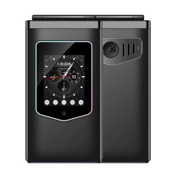 HAMTOD T8 Mini de 2.8 pulgadas Dual SIM Dual Espera 1500mAh FM Botón Grande Tecla SOS Tipo-C Recargable Diseño Plegable