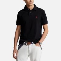 polo ralph lauren mens custom slim fit mesh polo shirt - polo black - m