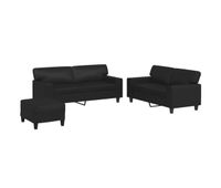 vidaxl juego de sofas 3 piezas cuero sintetico negro