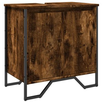 Armario Lavabo Baño Madera Ingeniería Roble Ahumado 60x35x60 Cm Vidaxl